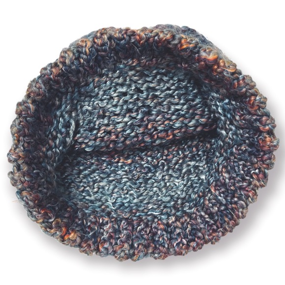 Soft Handmade Knitted Dusty Rainbow Hat | Blue Pink Purple Winter Beanie Cute - Picture 3 of 4